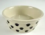 Fido's Diner Stoneware by Coastline Imports Cream w/Black Pawprints 5.75"x2.25"