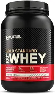 Optimum Nutrition Gold Standard 100% Whey Protein Powder, Cookies and Cream, 837 Grams