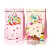 12pcs Candy Lollipop Party Loot Bags - 18pcs Stickers - Best Sweets Theme Party Favour Bags