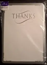 STATIONERY THANK YOU 'THANKS' WRITING SHEETS & ENVELOPES - HALLMARK NEW - SILVER