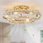 20" Flush Mount Ceiling Fan with Lights, Caged Modern Chandelier Ceiling Fans wi