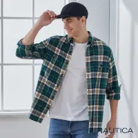 在飛比找Yahoo奇摩購物中心優惠-Nautica 男裝 率性休閒格紋長袖襯衫-綠