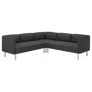 LILLEHEM modular corner sofa, 4 seat, Gunnared dark grey/wood