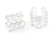 Honeycomb with Bee Adjustable Ring Shiny Silver Plated Brass 7US size 4304