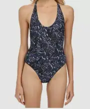 $395 Proenza Schouler Blue Peacock Crossback Mio One-Piece Swimsuit Size XS