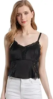 [eoisedette] Women's Mulberry Silk Camisole with Built-in Bra, 19 Momme Silk Breathable Bras Tank Top Satin Cami Vest