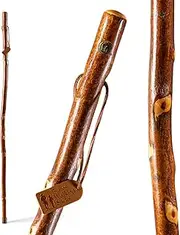 Hiking Walking Trekking Stick - Handcrafted Wooden Walking & Hiking Stick - Made in the USA by Brazos - Free Form Hawthorn Pole - 58 inches