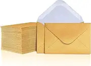 Gift Card Envelopes - 100-Count Mini Envelopes, Paper Business Card Envelopes, Bulk Tiny Envelope Pockets for Small Note Cards, Gold, 4 x 2.7 Inches