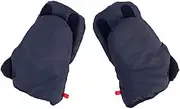HAPINARY Pair Stroller Thickened Warm Gloves Winter Windproof Gloves for Outdoor Black Polyester Fabric Silk Cotton Interlayer Polar Fleece Lining