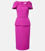 [Safiyaa] Safiyaa Belted peplum midi dress AU 8 purple