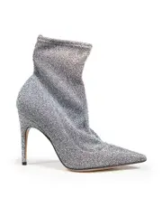 Silver Metallic Heeled Sock Boots