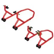 BikeTek Series 3 Track Front & Rear Motorcycle Paddock Stand Race Fork Set Red