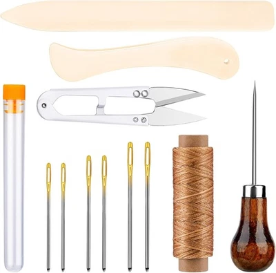 WONVOC 12 Pcs Bookbinding Tools Kit, Bone Folder Paper Creaser, Sewing Set 1