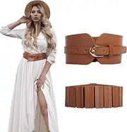 [Creaher] Womens Wide Elastic Waist Belt for Dress Leather Waist Belt for Stretch Cinch Belt Adjustable Wide Waist Belt for Ladies Dress
