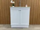 600mm Slim Narrow White Bathroom Vanity Cabinet Unit Freestanding-