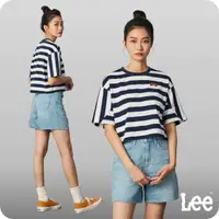 在飛比找momo購物網優惠-【Lee 官方旗艦】女裝 短袖T恤 / 條紋 落肩袖剪接 海