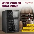 ADIVO 24 Bottle Dual Zone Wine Cooler Fridge Compressor Cellar Chiller Black