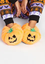 Pumpkin Patch Faux Fur Slippers