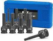 8pc 1/2" Drive Impact Hex Socket Set - H5-H19 Cr-Mo Steel Metric Allen Sockets for Socket Head Cap Bolt