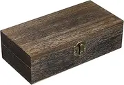 TEHAUX Wooden Storage Box, Vintage Wooden Treasure Box with Latch, Rectangular Memory Decorative Keepsake Container for Photos, Jewelry, Crafts, 20.5 x 10.5 cm