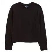 FRESHMAN Drop Shoulder Terry Knit Cotton Blend Crop Sweatshirt Pullover S/7