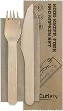 BioPak Coated Knife Fork and Napkin Set, 16 cm (Box of 400)