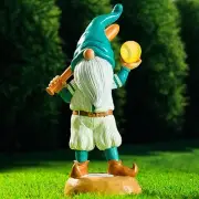 Baseball Garden Gnome with Solar Light Ball, Funny Gnomes 11.8" for Yard