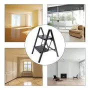 Stepladder, 2 Tiers, Foldable, Aluminum, Wide, Lightweight, Compact, Ladder,