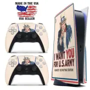 PS5 Disc Version Console & Controller Vinyl Skin Decal Wrap - We Want You, Red