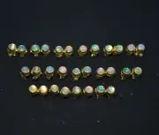 WHOLESALE 15PR 925 SILVER 24CT GOLD OVERLAY ETHIOPIAN OPAL STUD EARRING LOT y866
