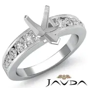 Pear Semi Mount Channel Setting Diamond Engagement Ring Platinum 950 0.7Ctw
