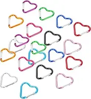 [WESIEVYA] Heart Carabiner Clip Keychain 20pcs Metal Heart Buckle Small Snap Hooks Ideal for Water Bottle Hook DIY Craft Bag Accessory