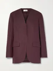 [The Row] The Row - Fie Wool And Silk-blend Twill Blazer - Burgundy - US10 US 10 Burgundy