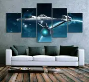 Star Trek Spaceship Enterprise Framed 5 Piece Movie & TV Canvas Wall Art Paintin