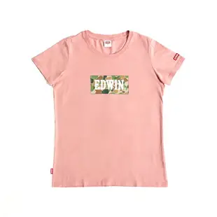 EDWIN 迷彩BOX短袖T恤-女款 淺粉紅 #503生日慶