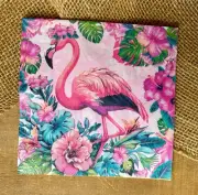 L-037 Pink Flamingo Tropical Design Luncheon Paper Napkins Decoupage Crafting