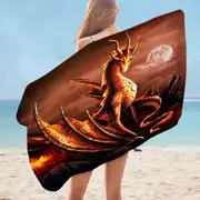 Fantasy Art Alessa the Volcano Lava Dragon Microfiber Beach Towel