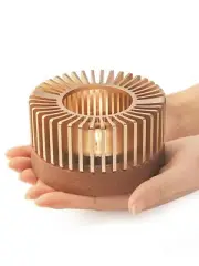 Rose Gold Teapot Warmer Aluminum Alloy + Wood Tea Warmer with Tea Light Holde...