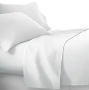 Long Single Fitted Bed Sheet White Cotton Rich Percale