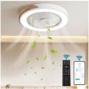 20”Bladeless Ceiling Fan Fandelier Semi Flush Mount LED Light + Remote Control