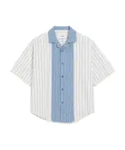 AMI Short Sleeved Camp Collar Shirt XXS,S,XL,XS,L,M White/Blue Notes/Navy Blue