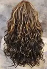 Heat OK Human Hair Blend Wig Curly Long Wavy Brown Blonde mix wd 8-12DS