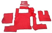 Red Eco Leather Floor Mats for MAN TGX 2018-2020 Two Drawers Manual RightHDrive