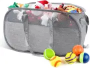 MEWTOGO Large Collapsible Dog Toy Basket - Storage Bin Large, grey