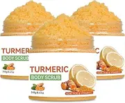Sugar Scrub New and Improved Salt Scrub with Extra Turmeric,Tea Tree Oil, and Lemon,for Bikini Area,Turmeric Bath Scrub,Natural Moisturizing Exfoliating,3pc