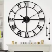 Silent Non-Ticking 24 inch Vintage Roman Numeral Wall Clock - Farmhouse Decor