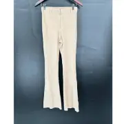 NEW Topshop bell bottom corduroy pants beige boho hippy retro zip front 6
