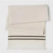 New Threshold Oversized Velvet Trim Jute With Fringe Table Runner 20" x 90" NWT