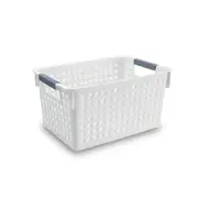 12x White Plastic Storage Basket 27x18cm Small Carry Caddy Laundry Bin Container