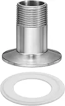 uxcell 316 Stainless Steel Sanitary Pipe Fitting 3/4" PT Male Thread to 1.5" Tri Cover 50mm Ferrule OD with PTFE Gaskets for Food, Beverage, Dairy, Beer and Fine Chemical Industries